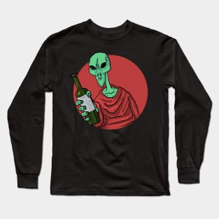Aliens drink wine too! Long Sleeve T-Shirt